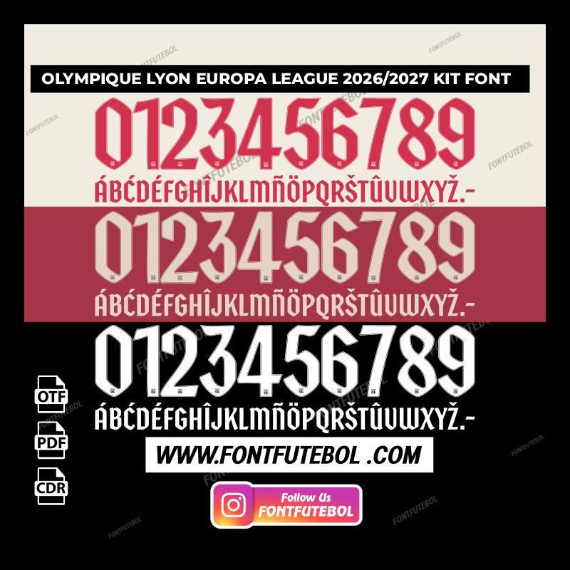 OLYMPIQUE LYON EUROPA LEAGUE 2026/2027 KIT FONT VECTOR