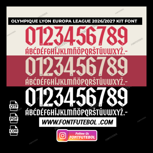 OLYMPIQUE LYON EUROPA LEAGUE 2026/2027 KIT FONT VECTOR