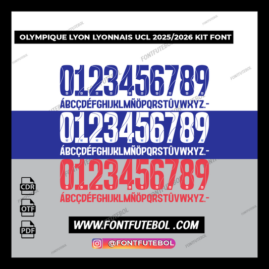 OLYMPIQUE LYON LYONNAIS UCL 2025/2026 KIT FONT