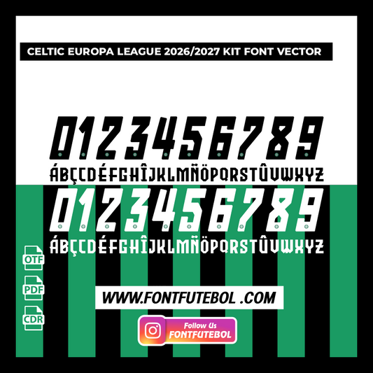 CELTIC EUROPA LEAGUE 2026/2027 KIT FONT VECTOR