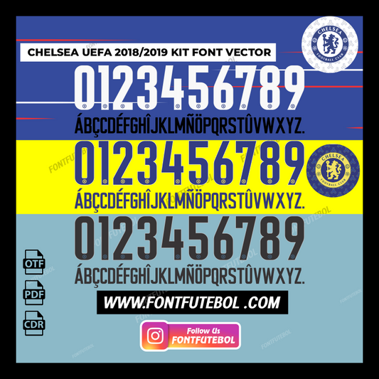 CHELSEA UEFA 2018/2019 KIT FONT VECTOR