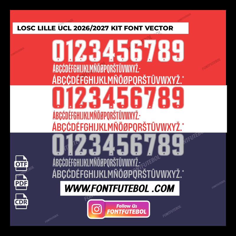 LOSC LILLE UCL 2026/2027 KIT FONT VECTOR