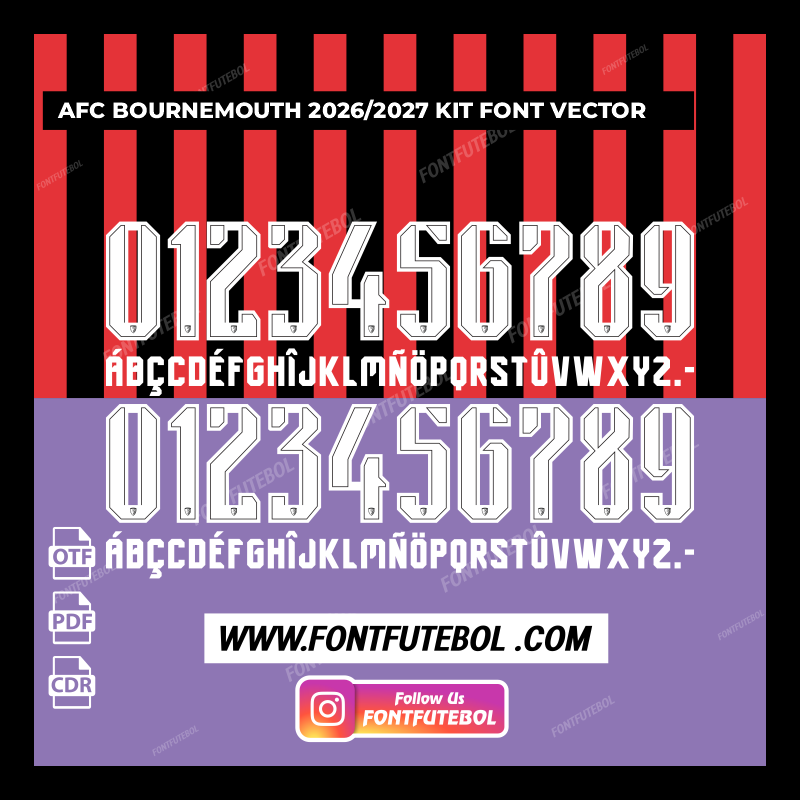 AFC BOURNEMOUTH UEL 2026/2027 FONT VECTOR