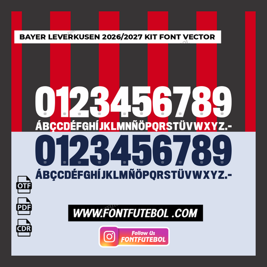 BAYER LEVERKUSEN 2026/2027 KIT FONT VECTOR