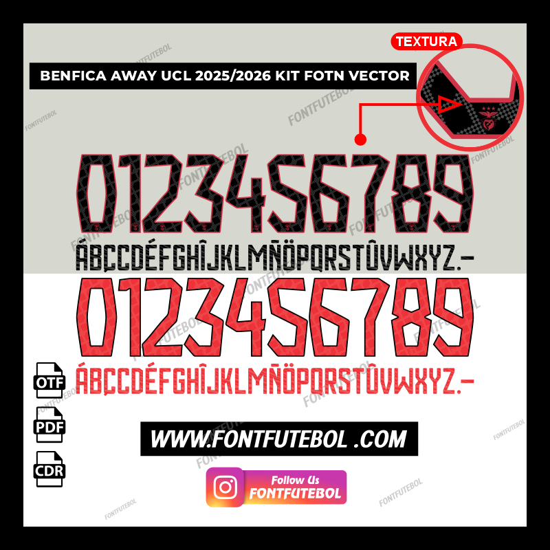 BENFICA AWAY UCL 2025/2026 KIT FONT VECTOR