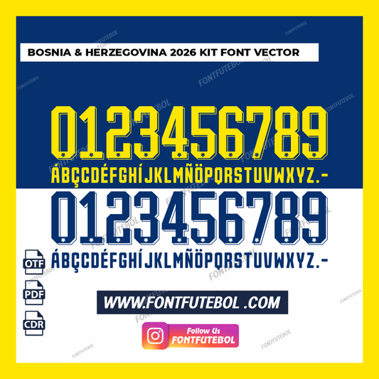 BOSNIA & HERZEGOVINA 2026/2027 KIT FONT VECTOR