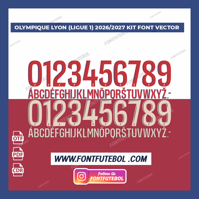 OLYMPIQUE LYON (LIGUE 1) KIT FONT VECTOR