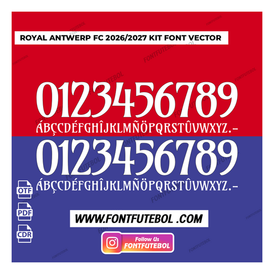 ROYAL ANTWERP FC 2026/2027 KIT FONT VECTOR