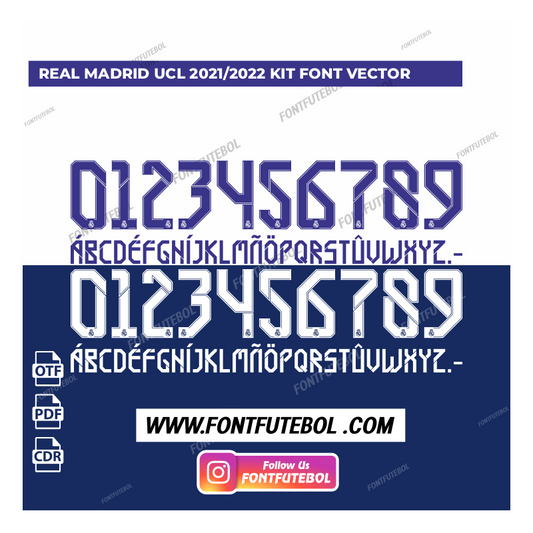REAL MADRID UCL 2021/2022 KIT FONT VECTOR