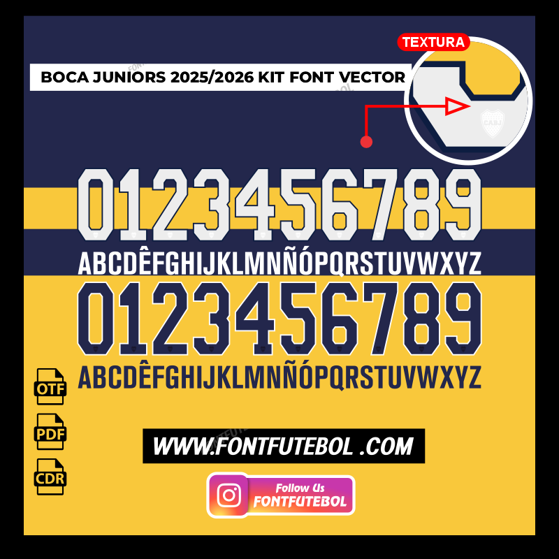 BOCA JUNIORS 2025/2026 KIT FONT VECTOR