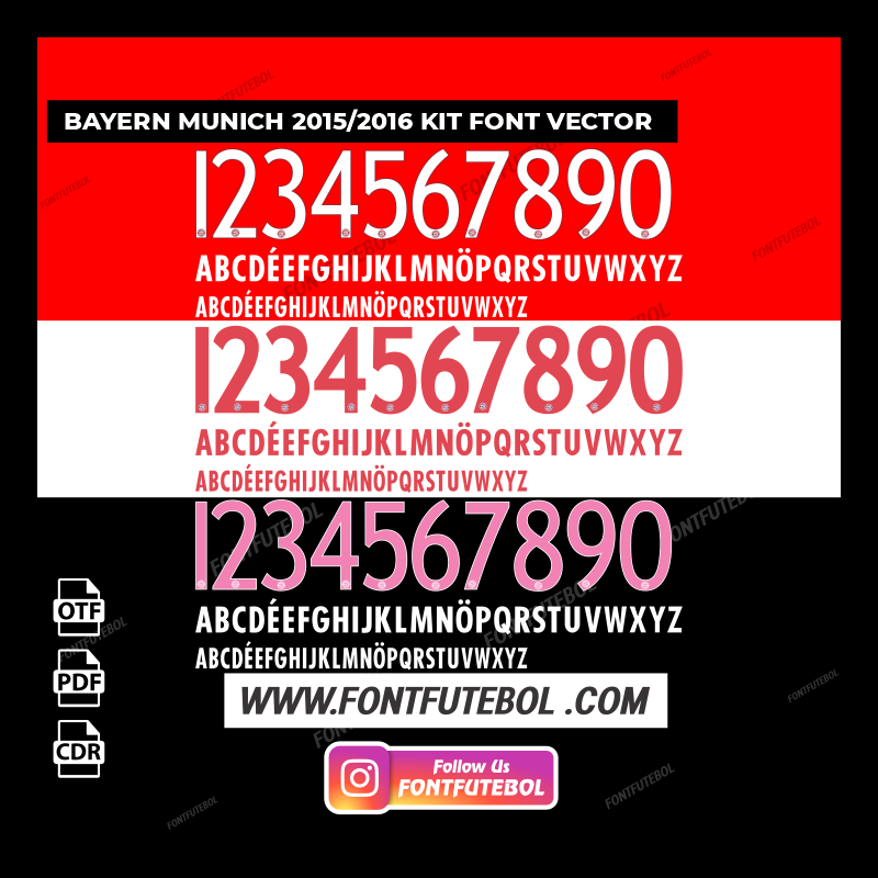 BAYERN MUNICH 2015 - 2016 KIT FONT VECTOR