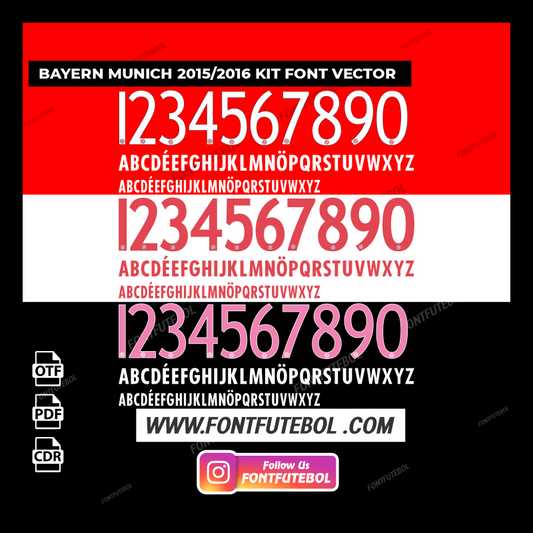 BAYERN MUNICH 2015 - 2016 KIT FONT VECTOR