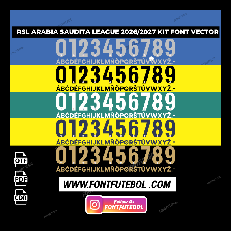 RSL ARABIA SAUDITA LEAGUE 2026/2027 KIT FONT VECTOR