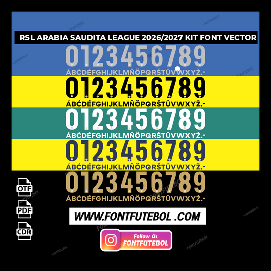 RSL ARABIA SAUDITA LEAGUE 2026/2027 KIT FONT VECTOR