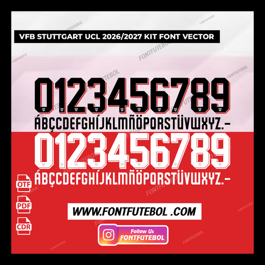 VFB STUTTGART UCL 2026/2027 KIT FONT VECTOR