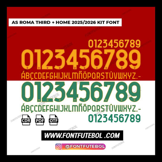 AS ROMA 2025/2026 THIRD + HOME KIT FONT