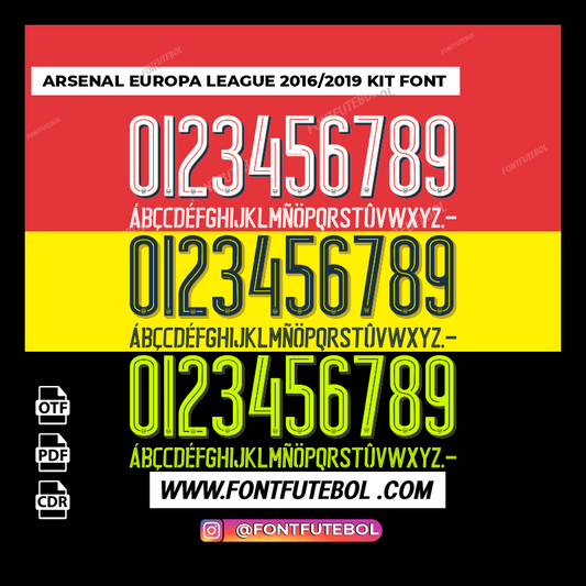 ARSENAL EUROPA LEAGUE 2016/2019 KIT FONT