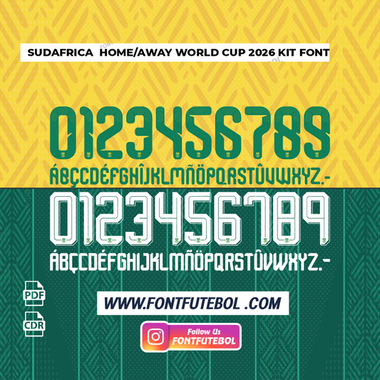 SUDAFRICA HOME/AWAY WORLD 2026 KIT FONT