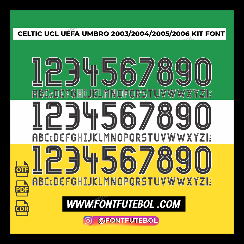 CELTIC UCL EUEFA  UMBRO 2003/2006 KIT FONT