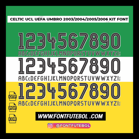 CELTIC UCL EUEFA  UMBRO 2003/2006 KIT FONT