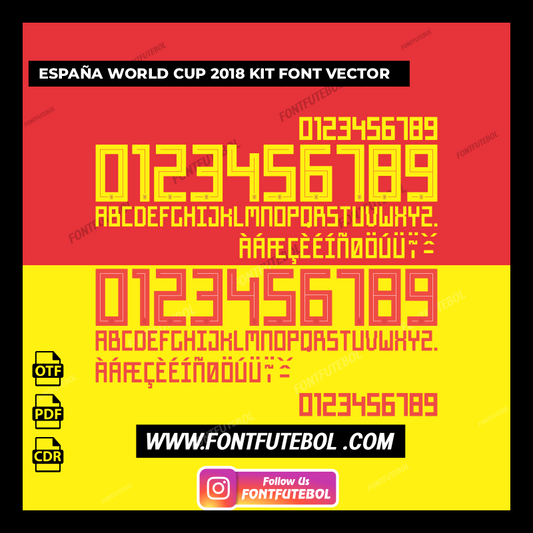 SPAIN 2018 WORLD CUP KIT FONT VECTOR