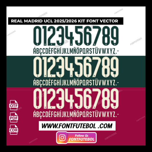REAL MADRID UCL 2026/2027 KIT FONT VECTOR