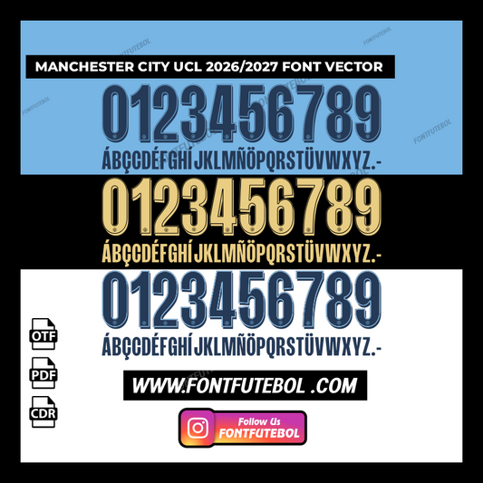 MANCHESTER CITY 2026/2027 UCL FONT VECTOR