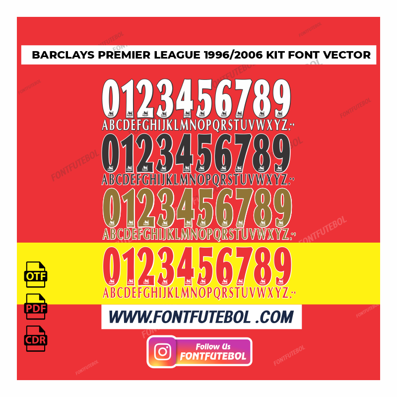 BARCLAYS PREMIER LEAGUE 1996/2006 KIT FONT VECTOR