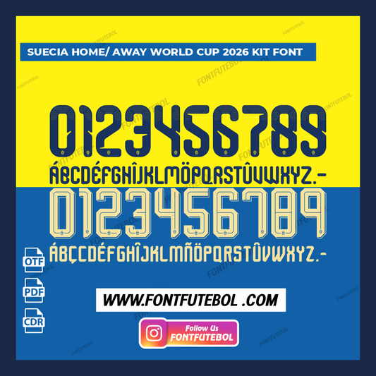 SUECIA HOME/AWAY WORLD CUP 2026 KIT FONT